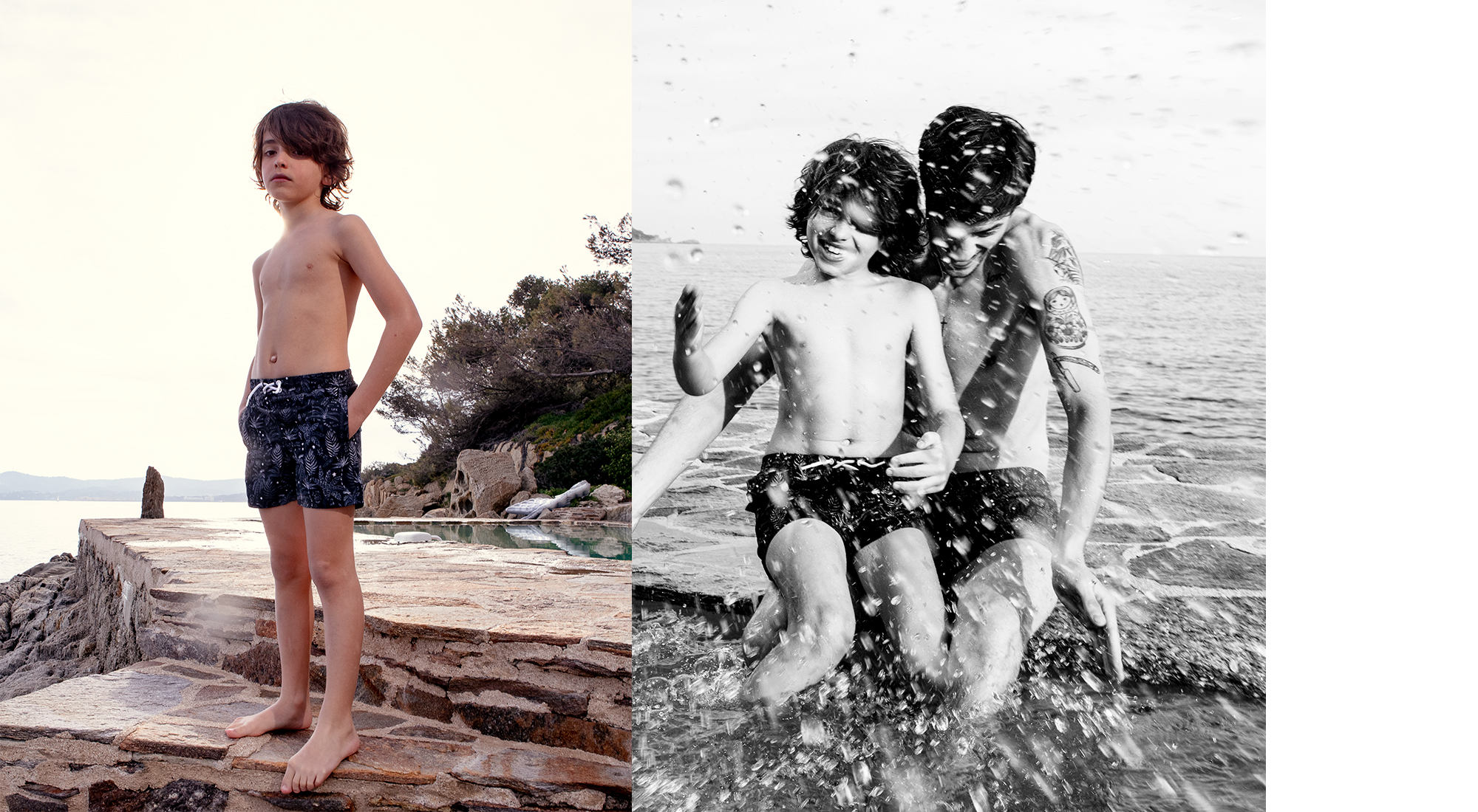 Boys' indigo palm tree print recycled swim shorts - IKKS Junior