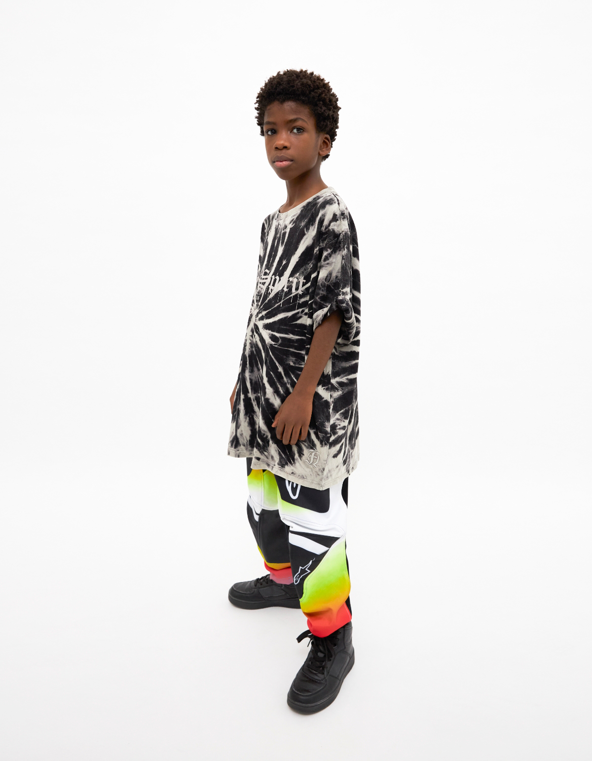 Boys’ black tie-dye print organic T-shirt