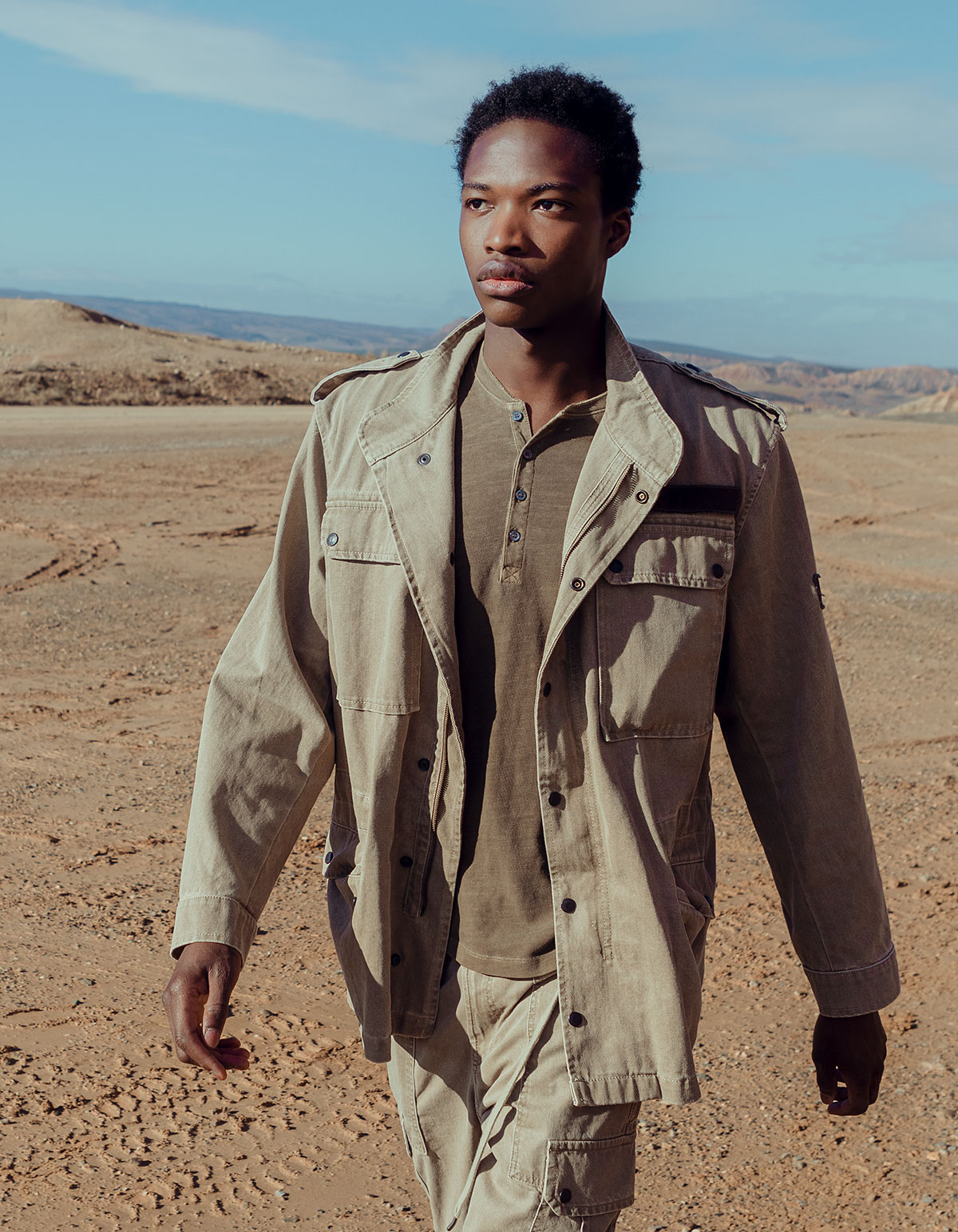 Terra® Denim Herren-Safarijacke in Hellkhaki