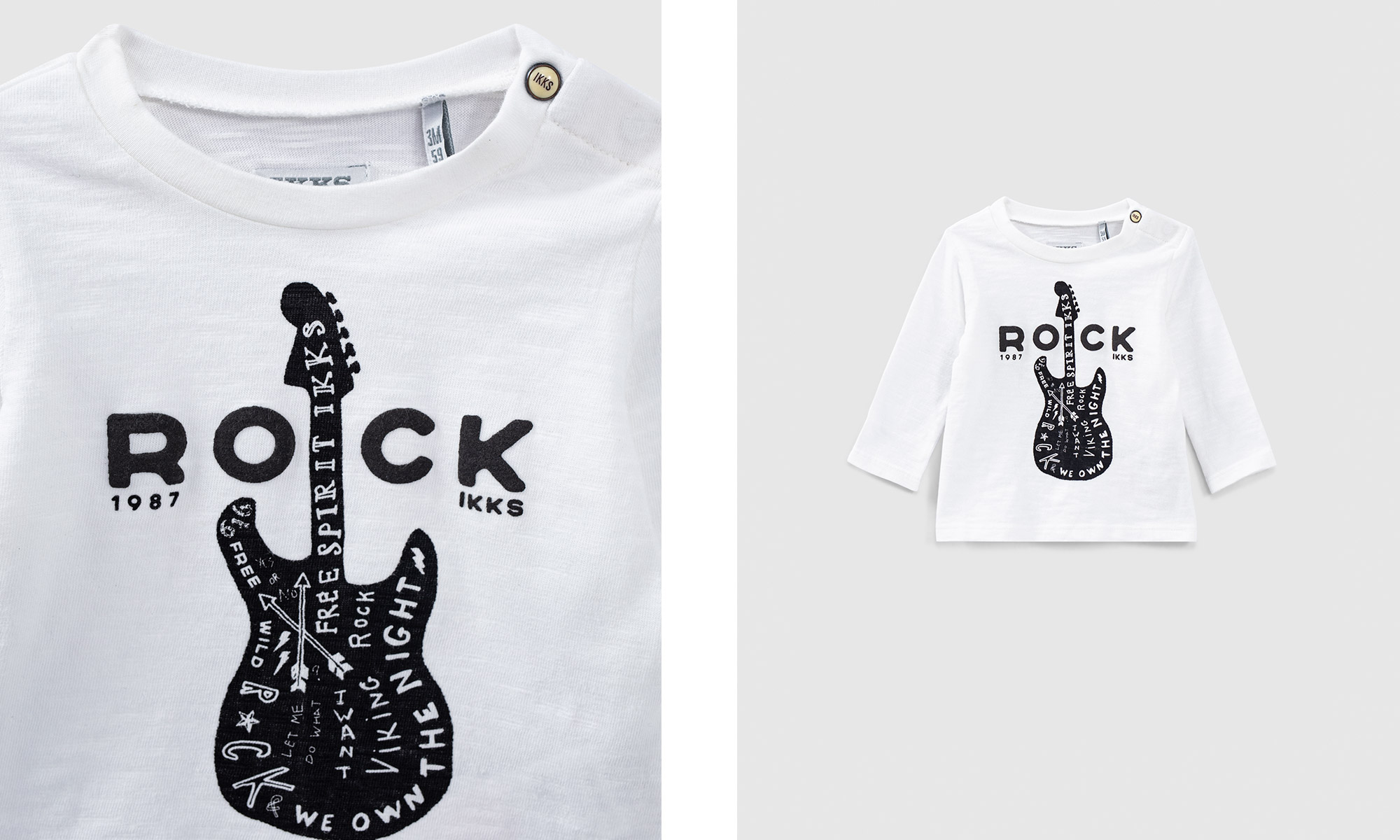 Camiseta blanco roto con visual guitarras bebé niño  - IKKS Junior