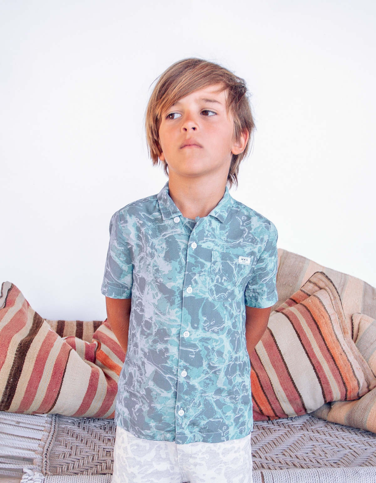 Chemise bleue Lenzing™ Ecovero™ à motif aquatique garçon