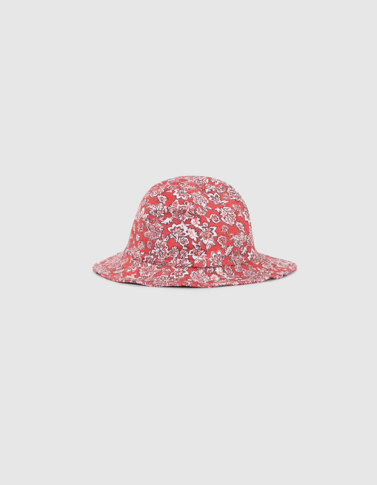 Chapeau rouge imprimé floral bébé fille