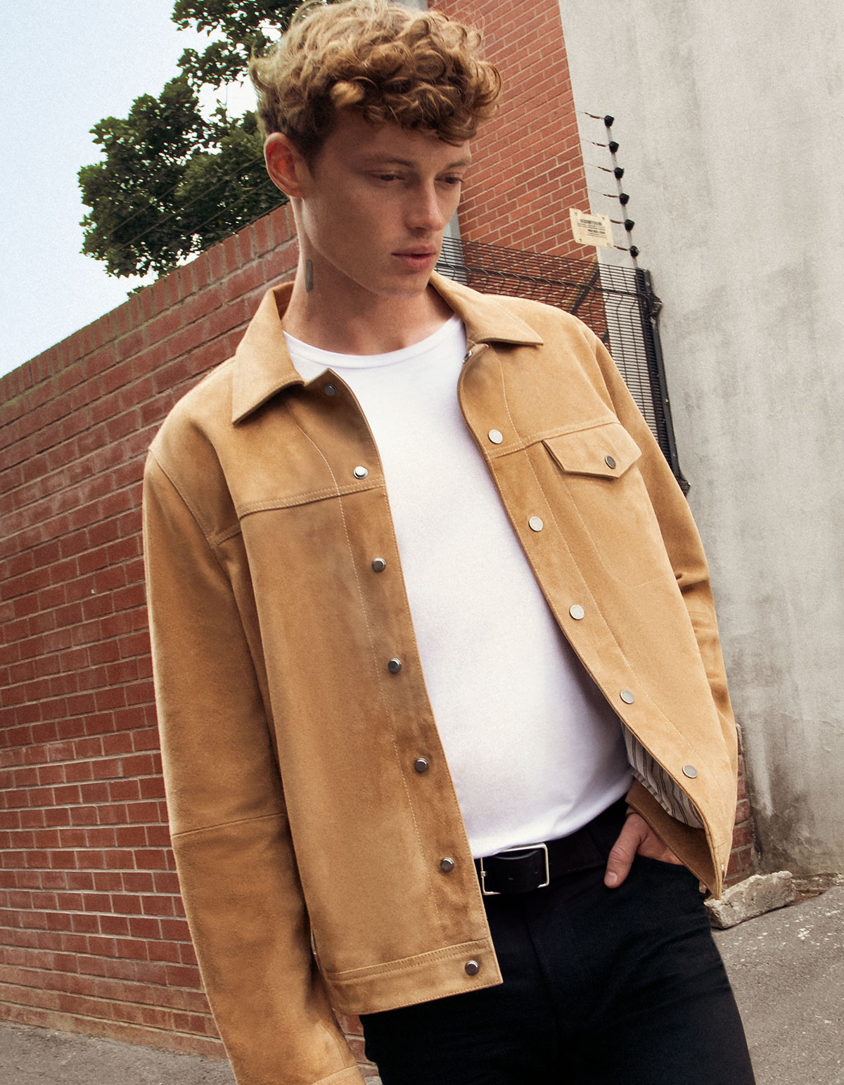 Beige Herrenveloursjacke