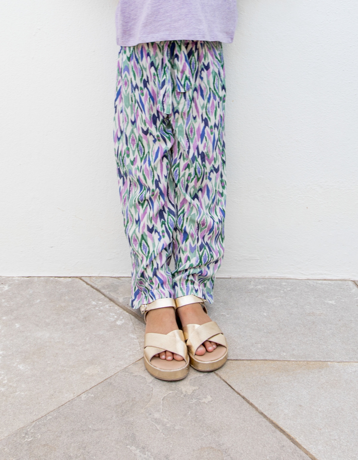 Gebroken witte broek ikat print ruiten meisjes