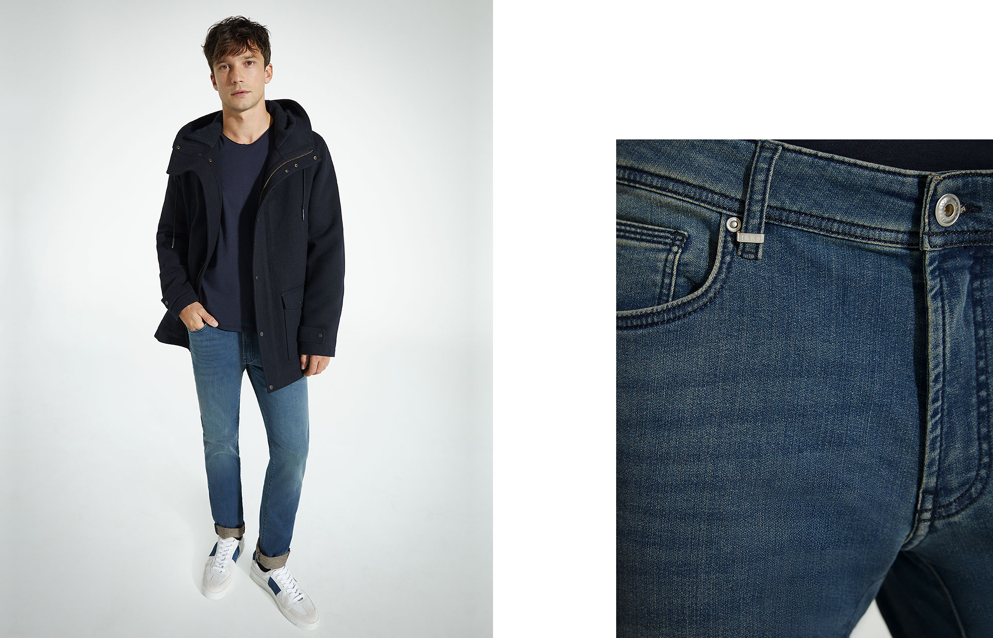 Men’s indigo Thomas SLIM jeans in recycled fabrics