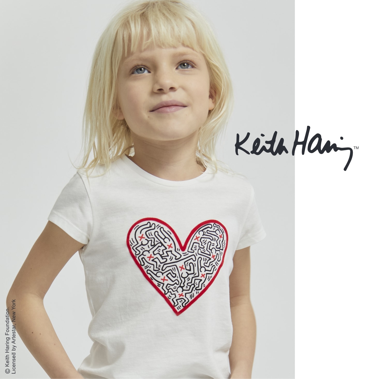 Girls’ off-white KEITH HARING x IKKS T-shirt with heart