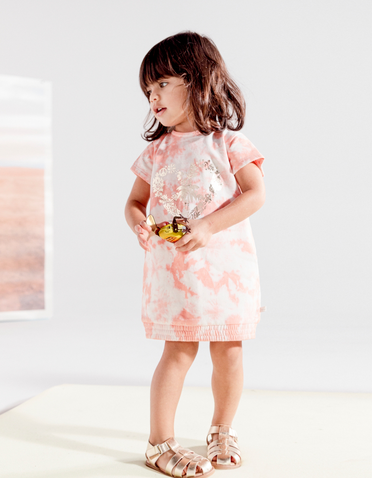 Robe pêche molleton imprimé tie and dye bébé fille