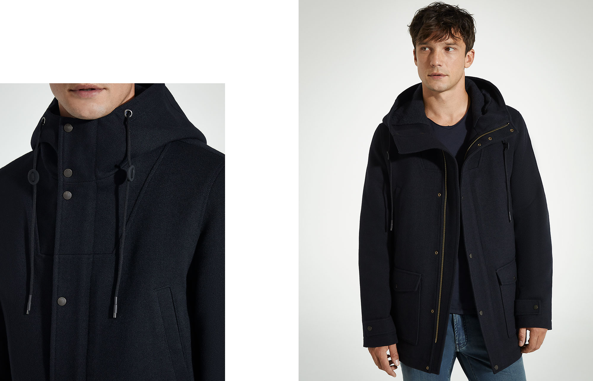 Men’s dark navy duffle coat-style coat