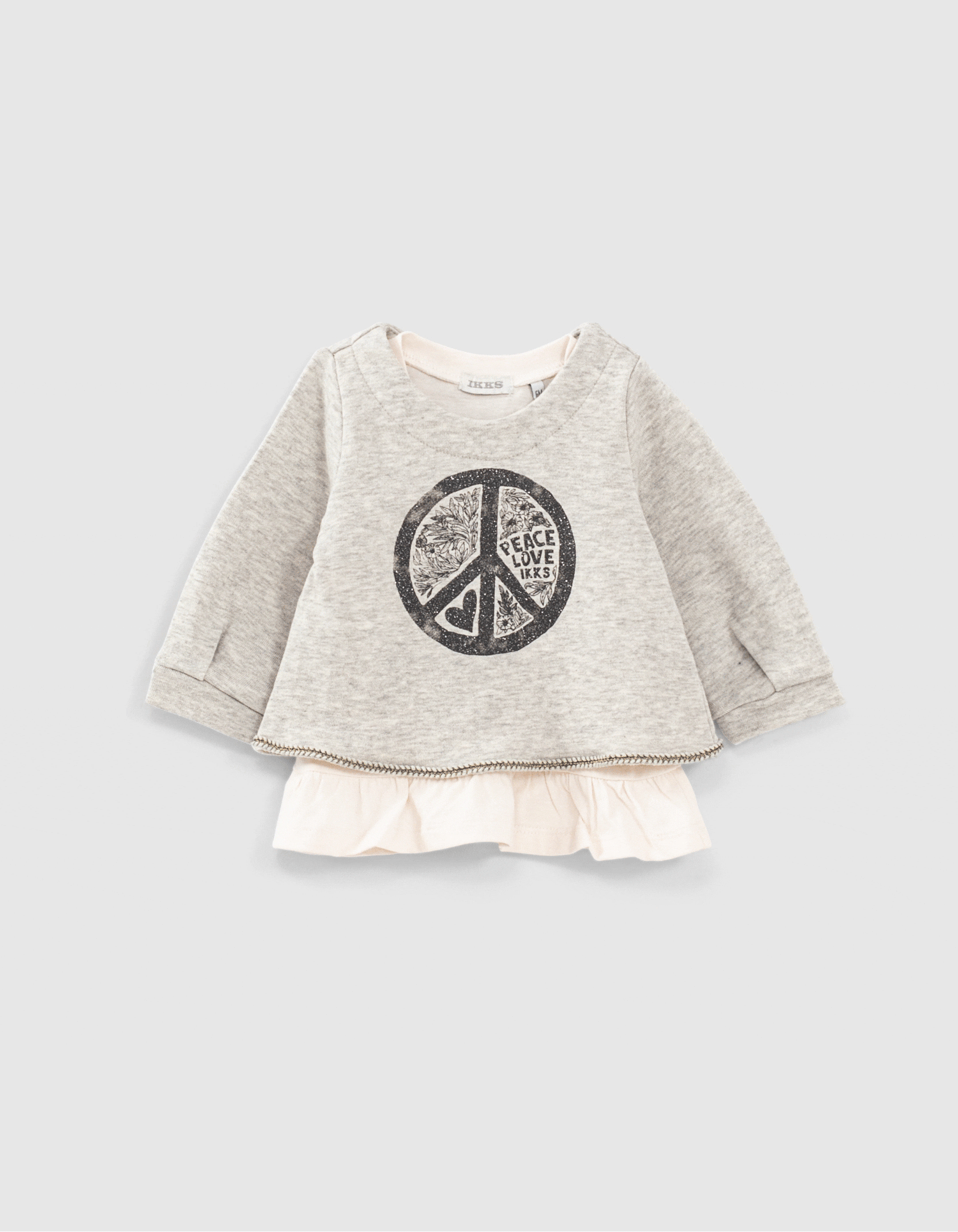 Graues Babymädchen-2-in-1-Sweatshirt Peace&Love, Tanktop