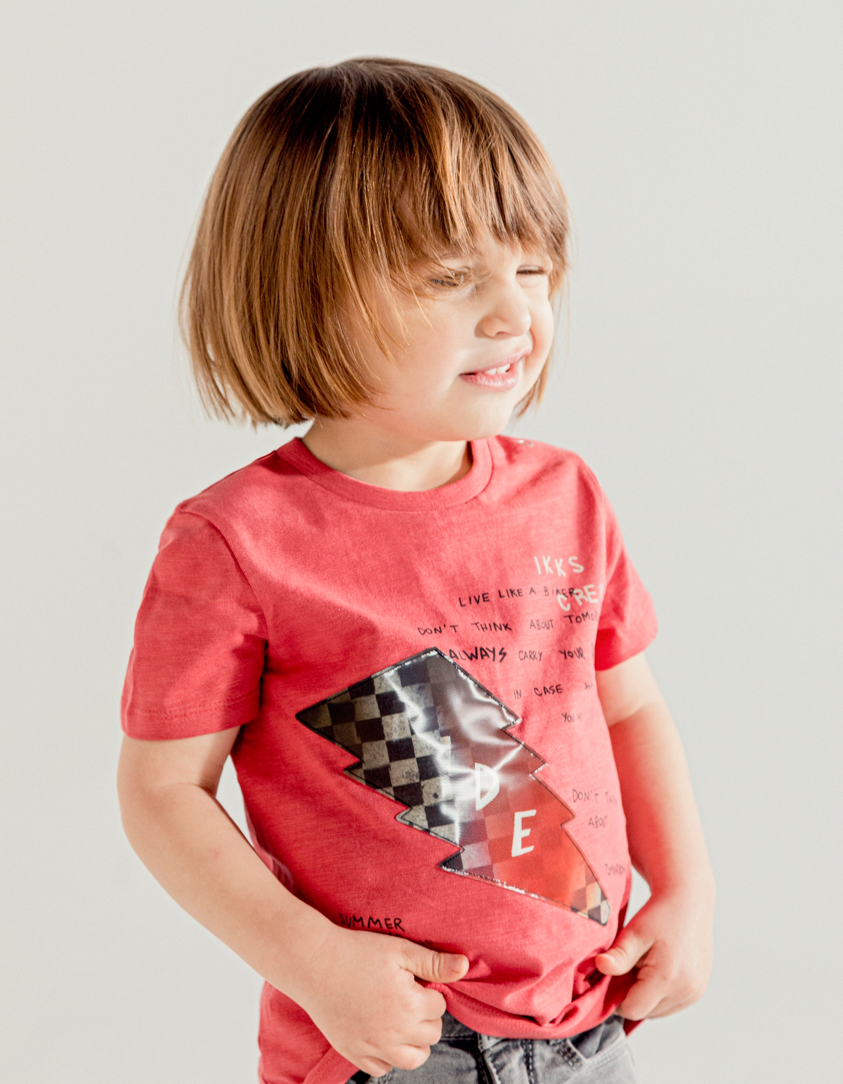 T-shirt rouge visuel éclair 3D bébé garçon