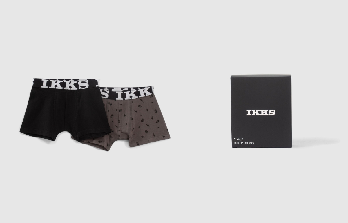 Boxers gris imprimé rock et noir garçon 