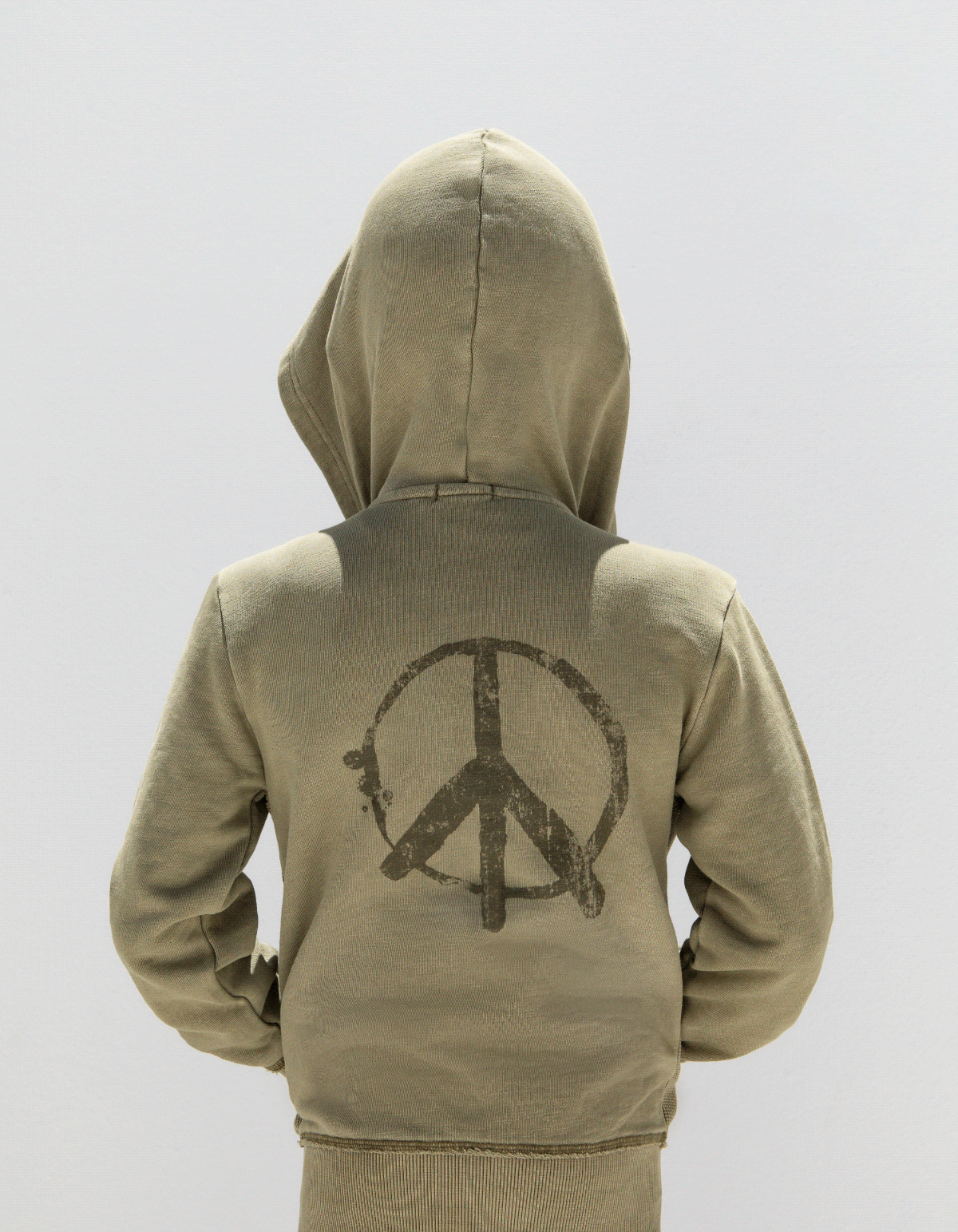 Boys’ khaki textured sweatshirt fabric cardigan