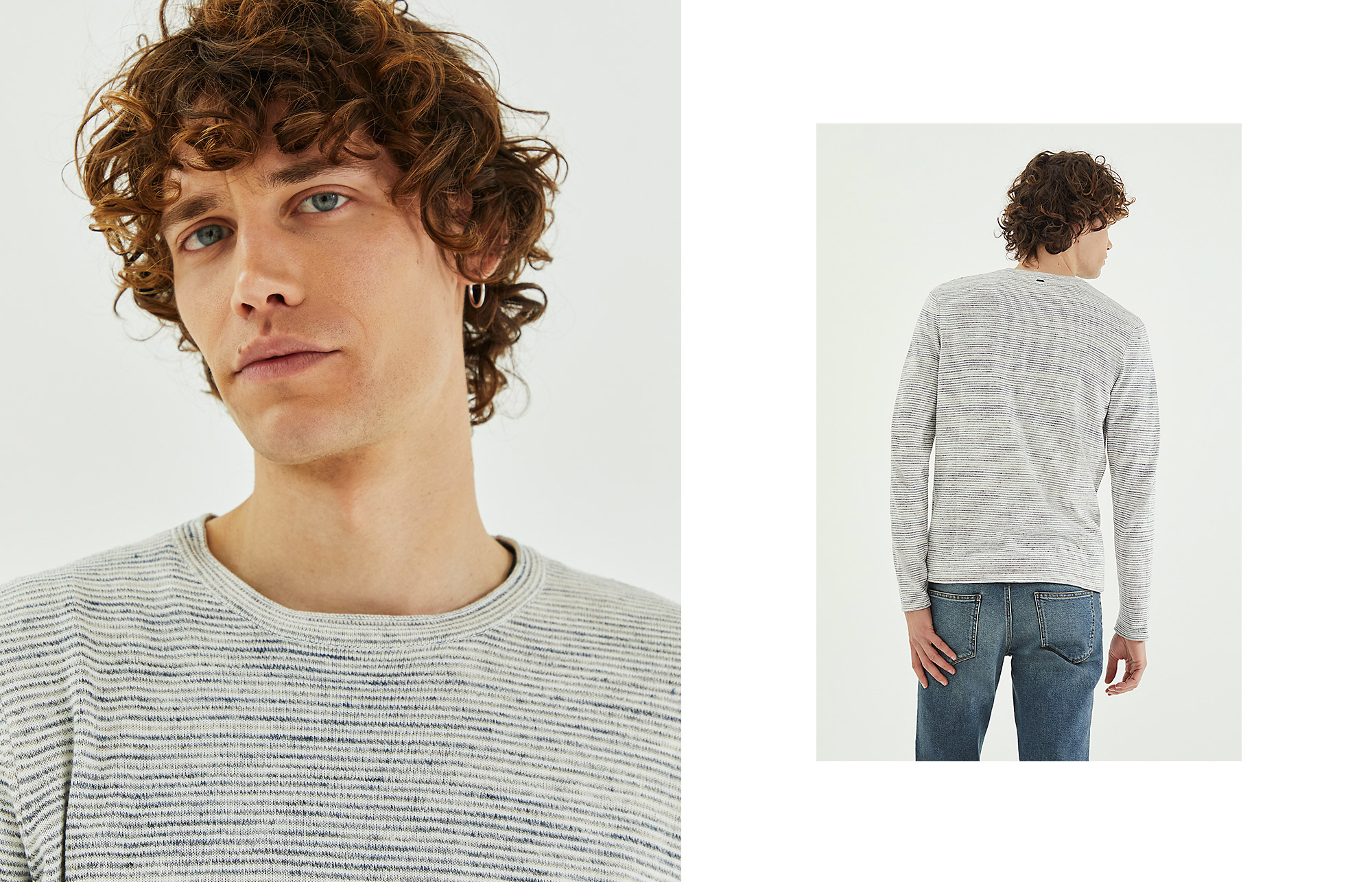 Men’s glacier micro-stripe knit sweaters - IKKS Men