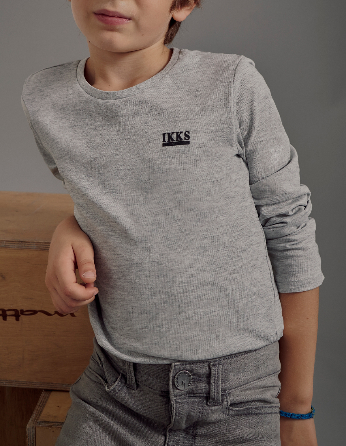 Camiseta gris jaspeado medio Essentiel algodón bio
