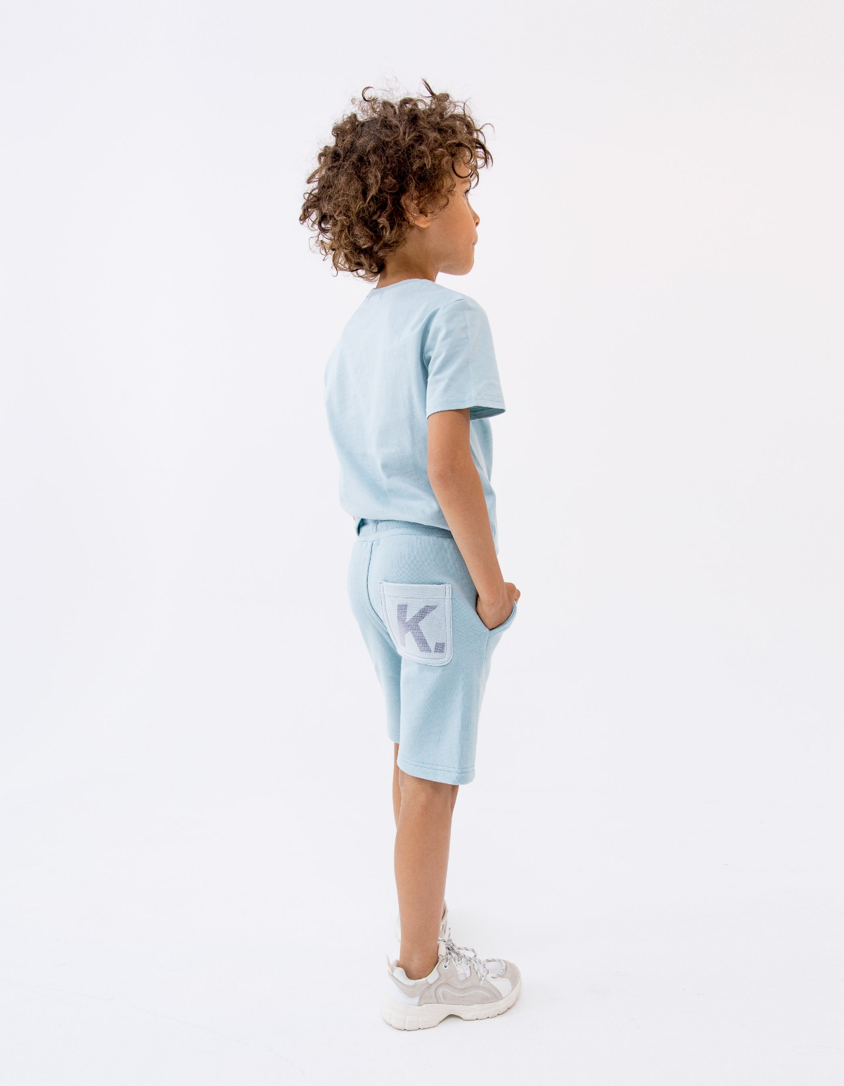 Bermudas aguamarina bolsillos nailon cuadriculado niño