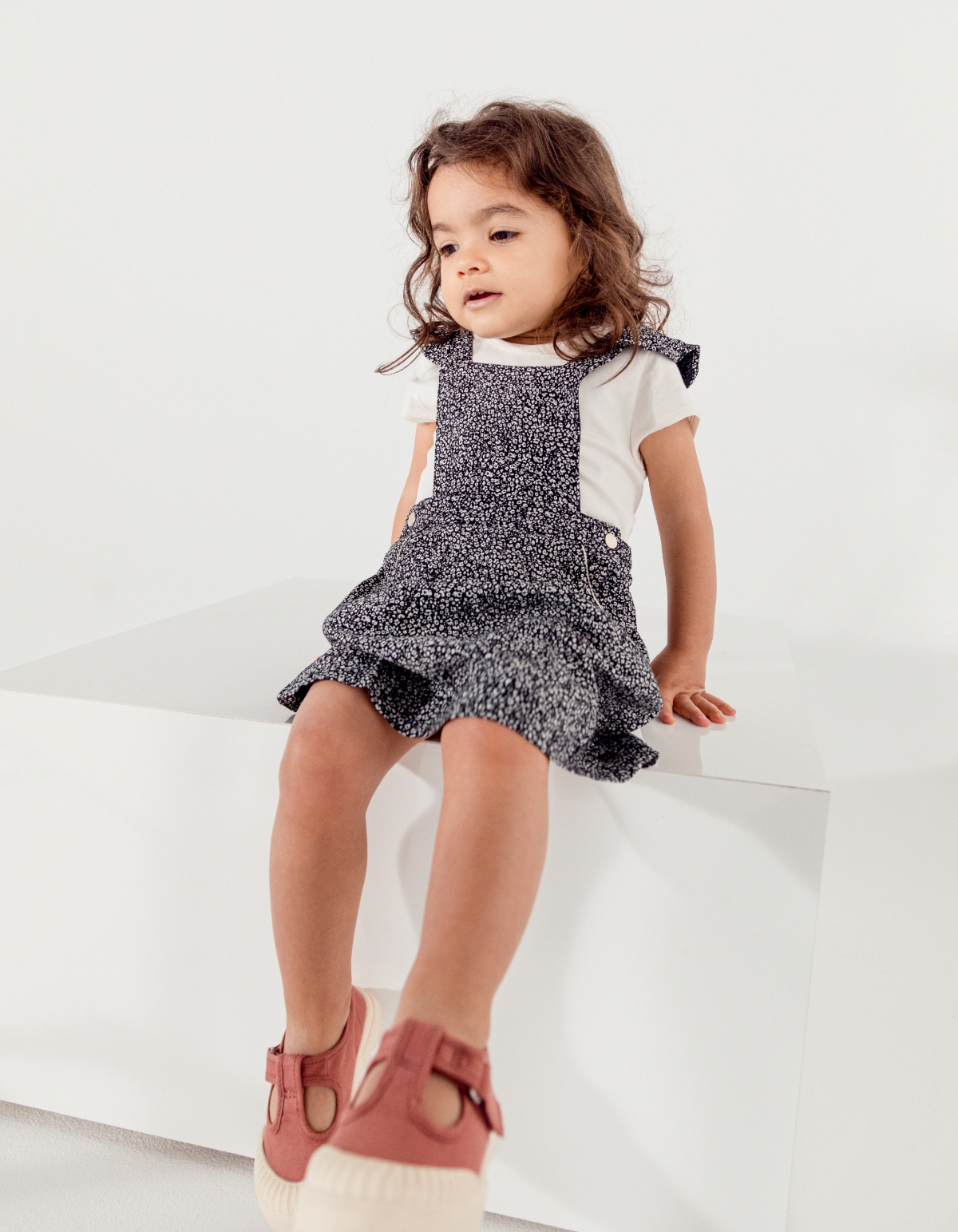 Baby girls’ black printed dress and bodysuit outfit
