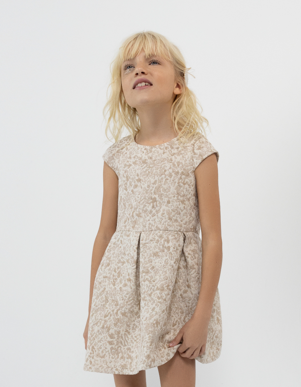 Robe dorée jacquard fantaisie fille